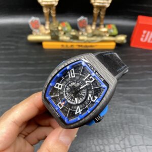 FRANCK MULLER VANGUARD SKELETON BLUE DIAL CARBON FAKE WATCH 45MM 2 ĐỒNG HỒ FRANCK MULLER VANGUARD SKELETON VỎ CARBON REP 11 VIỀN XANH 45MM (2)