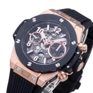 HUBLOT BIG BANG UNICO KING GOLD HIGH END WATCH REPLICAS BLACK CERAMIC ROSE GOLD PLATE BBF FACTORY 42MM 3 ĐỒNG HỒ HUBLOT BIG BANG UNICO KING GOLD VIỀN GỐM CERAMIC REP 1 1 BBF FACTORY 42MM (2)