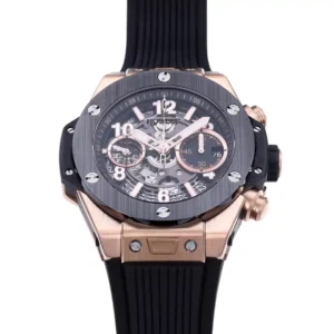 HUBLOT BIG BANG UNICO KING GOLD HIGH END WATCH REPLICAS BLACK CERAMIC ROSE GOLD PLATE BBF FACTORY 42MM 2 ĐỒNG HỒ HUBLOT BIG BANG UNICO KING GOLD VIỀN GỐM CERAMIC REP 1 1 BBF FACTORY 42MM (2)