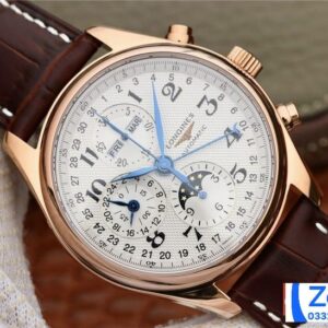 LONGINES COLLECTION MOONPHASE L2.673.8.78.3 LEATHER STRAP FAKE WATCH 40MM 2 ĐỒNG HỒ LONGINES COLLECTION MOONPHASE ROSE GOLD L2.673.8.78.3 DÂY DA 40MM (1)