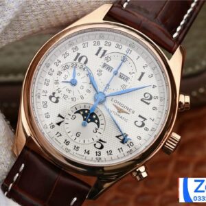 LONGINES COLLECTION MOONPHASE L2.673.8.78.3 LEATHER STRAP FAKE WATCH 40MM 1 ĐỒNG HỒ LONGINES COLLECTION MOONPHASE ROSE GOLD L2.673.8.78.3 DÂY DA 40MM (1)