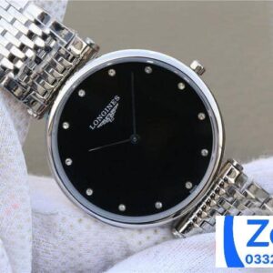 LONGINES LA GRANDE L4.766.4.17.6 BEST COPY STEEL STRAP 36MM 1 ĐỒNG HỒ LONGINES LA GRANDE L4.766.4.17.6 FAKE 11 NAM MẶT ĐEN 36MM (2)