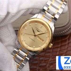LONGINES MASTER ANNUAL L2.910.4.77.6 YELLOW DIAL FAKE 1:1 WATCH 38.5MM 2 ĐỒNG HỒ LONGINES MASTER ANNUAL L2.910.4.77.6 DEMI GOLD FAKE 11 MÁY THỤY SỸ 38 (2)