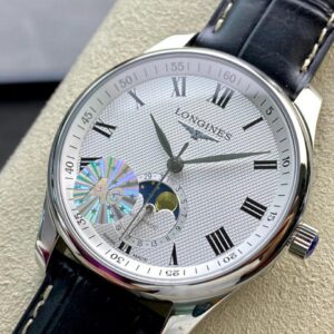 ĐỒNG HỒ LONGINES MASTER MOONPHASE L2.909.4.97.6 FAKE 1:1 NAM CỌC SỐ LA MÃ 40MM 2 ĐỒNG HỒ LONGINES MASTER MOONPHASE L2.909.4.97.6 FAKE 11 NAM CỌC SỐ LA MÃ 40MM (2)