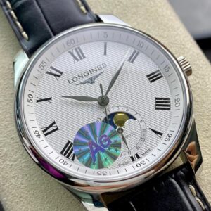 ĐỒNG HỒ LONGINES MASTER MOONPHASE L2.909.4.97.6 FAKE 1:1 NAM CỌC SỐ LA MÃ 40MM 1 ĐỒNG HỒ LONGINES MASTER MOONPHASE L2.909.4.97.6 FAKE 11 NAM CỌC SỐ LA MÃ 40MM (2)