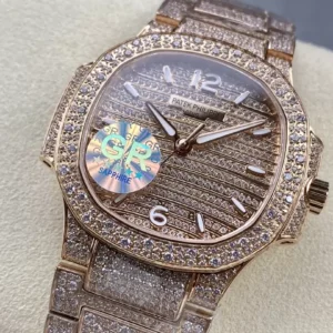PATEK PHILIPPE NAUTILUS 7118G COPIES WATCHES ROSE GOLD RHINESTONE 35.2MM 2 ĐỒNG HỒ PATEK PHILIPPE NAUTILUS ROSE GOLD 7118G REP 11 CAO CẤP ĐÍNH ĐÁ 35 (2)