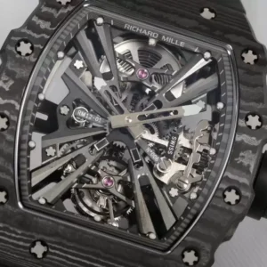 RICHARD MILLE RM12-01 TOURBILLON LUXURY FAKES WATCHES BLACK CARBON CASE RUBBER STRAP 42MM 4 ĐỒNG HỒ RICHARD MILLE RM12-01 TOURBILLON FULL CARBON REP 11 DÂY CAO SU 42MM (2)