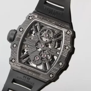 RICHARD MILLE RM12-01 TOURBILLON LUXURY FAKES WATCHES BLACK CARBON CASE RUBBER STRAP 42MM 5 ĐỒNG HỒ RICHARD MILLE RM12-01 TOURBILLON FULL CARBON REP 11 DÂY CAO SU 42MM (2)