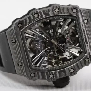 RICHARD MILLE RM12-01 TOURBILLON LUXURY FAKES WATCHES BLACK CARBON CASE RUBBER STRAP 42MM 3 ĐỒNG HỒ RICHARD MILLE RM12-01 TOURBILLON FULL CARBON REP 11 DÂY CAO SU 42MM (2)