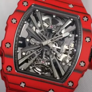 RICHARD MILLE RM12-01 TOURBILLON IMITATION WATCHES RED CARBON CASE 42MM 4 ĐỒNG HỒ RICHARD MILLE RM12-01 TOURBILLON FULL CARBON REP 11 MÀU ĐỎ 42MM (2)
