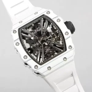 RICHARD MILLE RM12-01 TOURBILLON LUXURY FAKE WATCHES WHITE CARBON CASE RUBBER STRAP 42MM 2 ĐỒNG HỒ RICHARD MILLE RM12-01 TOURBILLON REPLICA 11 DÂY CAO SU TRẮNG 42MM (2)