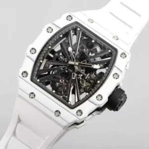 RICHARD MILLE RM12-01 TOURBILLON LUXURY FAKE WATCHES WHITE CARBON CASE RUBBER STRAP 42MM 1 ĐỒNG HỒ RICHARD MILLE RM12-01 TOURBILLON REPLICA 11 DÂY CAO SU TRẮNG 42MM (2)