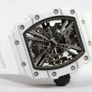 RICHARD MILLE RM12-01 TOURBILLON LUXURY FAKE WATCHES WHITE CARBON CASE RUBBER STRAP 42MM 3 ĐỒNG HỒ RICHARD MILLE RM12-01 TOURBILLON REPLICA 11 DÂY CAO SU TRẮNG 42MM (2)