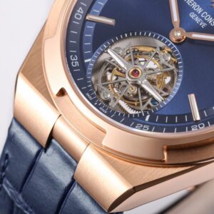 VACHERON CONSTANTIN OVERSEAS TOURBILLON ROSE GOLD 6000V HIGH END REPLICA WATCH LEATHER STRAP BLUE DIAL 42.5MM 4 ĐỒNG HỒ VACHERON CONSTANTIN OVERSEAS TOURBILON ROSE GOLD 6000V REP 11 MẶT XANH 42 (2)
