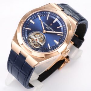 VACHERON CONSTANTIN OVERSEAS TOURBILLON ROSE GOLD 6000V HIGH END REPLICA WATCH LEATHER STRAP BLUE DIAL 42.5MM 2 ĐỒNG HỒ VACHERON CONSTANTIN OVERSEAS TOURBILON ROSE GOLD 6000V REP 11 MẶT XANH 42 (2)