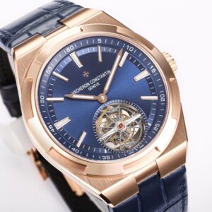 VACHERON CONSTANTIN OVERSEAS TOURBILLON ROSE GOLD 6000V HIGH END REPLICA WATCH LEATHER STRAP BLUE DIAL 42.5MM 1 ĐỒNG HỒ VACHERON CONSTANTIN OVERSEAS TOURBILON ROSE GOLD 6000V REP 11 MẶT XANH 42 (2)