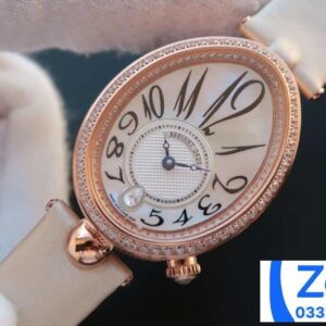 BREGUET QUEEN OF NAPLES REPLICA WATCH ROSE PLATED GOLD 28.45×36.5MM 1 ĐỒNG HỒ BREGUET QUEEN OF NAPLES REPLICA 11 THỤY SỸ NỮ DÂY DA TRẮNG 28.45×36 (2)