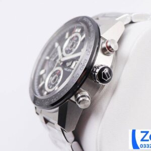 TAG HEUER CARRERA CHORONOGRAPH CAR201Z BEST COPIES BLACK DIAL 43MM 4 ĐỒNG HỒ TAG HEUER CARRERA CHORONOGRAPH CAR201Z REP 11 DÂY KIM LOẠI 43MM (2)