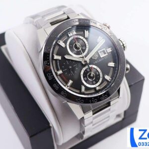TAG HEUER CARRERA CHORONOGRAPH CAR201Z BEST COPIES BLACK DIAL 43MM 2 ĐỒNG HỒ TAG HEUER CARRERA CHORONOGRAPH CAR201Z REP 11 DÂY KIM LOẠI 43MM (2)