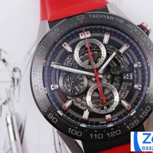 TAG HEUER CARRERA CHORONOGRAPH CAR2A1Z FAKE WATCH RED RUBBER STRAP 45MM 1 ĐỒNG HỒ TAG HEUER CARRERA CHORONOGRAPH CAR2A1Z REPLICA CAO CẤP 45MM (2)