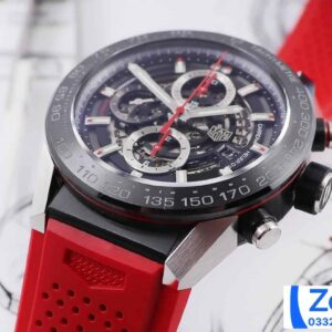 TAG HEUER CARRERA CHORONOGRAPH CAR2A1Z FAKE WATCH RED RUBBER STRAP 45MM 3 ĐỒNG HỒ TAG HEUER CARRERA CHORONOGRAPH CAR2A1Z REPLICA CAO CẤP 45MM (2)