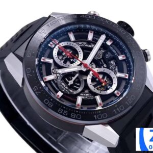 TAG HEUER CARRERA CHORONOGRAPH CR2A1Z BLACK RUBBER STRAP REP WATCH 45MM 4 ĐỒNG HỒ TAG HEUER CARRERA CHORONOGRAPH CR2A1Z DÂY CAO SU ĐEN REP 11 45MM (2)