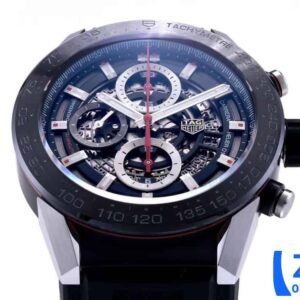 TAG HEUER CARRERA CHORONOGRAPH CR2A1Z BLACK RUBBER STRAP REP WATCH 45MM 3 ĐỒNG HỒ TAG HEUER CARRERA CHORONOGRAPH CR2A1Z DÂY CAO SU ĐEN REP 11 45MM (2)