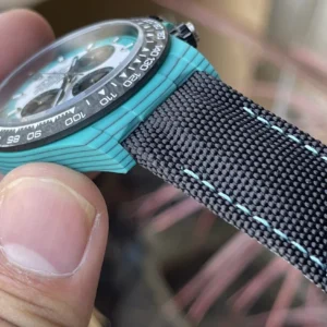 ROLEX DAYTONA BLUE CARBON REPLICA WATCH FABRIC STRAP DIW 40MM 5 ĐỒNG HỒ ROLEX DAYTONA CARBON REPLICA 11 THỤY SỸ MÀU XANH 40MM (2)