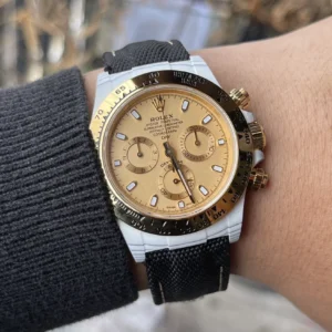 ROLEX DAYTONA BEST COPIES DIW BLACK FABRIC STRAP CARBON 40MM 8 ĐỒNG HỒ ROLEX DAYTONA DIW REPLICA 11 VỎ CARBON TRẮNG 40MM (2)
