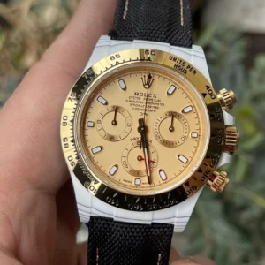 ROLEX DAYTONA BEST COPIES DIW BLACK FABRIC STRAP CARBON 40MM 1 ĐỒNG HỒ ROLEX DAYTONA DIW REPLICA 11 VỎ CARBON TRẮNG 40MM (2)
