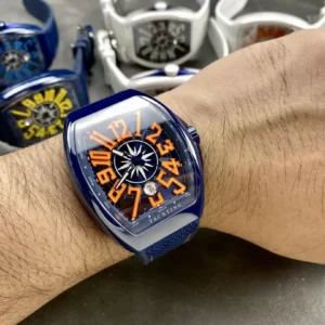 FRANCK MULLER V45 YACHTING BEST COPIES ORANGE NUMBER 45MM 7 ĐỒNG HỒ FRANCK MULLER V45 YACHTING NAM CỌC SỐ MÀU CAM REPLICA CAO CẤP 45MM