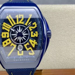 FRANCK MULLER V45 YACHTING REPLICA WATCH CERAMIC CASE YELLOW DIAL 45MM 1 ĐỒNG HỒ FRANCK MULLER V45 YACHTING REPLICA NAM VỎ GỐM CERAMIC 45MM