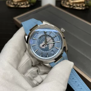 OMEGA SEAMASTER AQUA TERRA WORLDTIMER BLUE REPLICA WATCH VS FACTORY 43MM 2 ĐỒNG HỒ OMEGA SEAMASTER NAM DÂY CAO SU REPLICA VS FACTORY 43MM