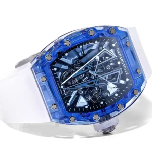 RICHARD MILLE RM27-02 TOURBILLON CRAFTED WATCH BLUE SAPPHIRE MS FACTORY 42MM 4 ĐỒNG HỒ RICHARD MILLE RM27-02 TOURBILLON CHẾ TÁC SAPPHIRE MÀU XANH REP 11 CAO CẤP MS FACTORY 42MM