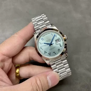 ĐỒNG HỒ ROLEX DAY-DATE REPLICA CAO CẤP MẶT ICE BLUE NHÀ MÁY GM V3 40MM 4 DONG HO ROLEX DAY DATE REPLICA CAO CAP MAT ICE BLUE NHA MAY GM V3 40MM 2