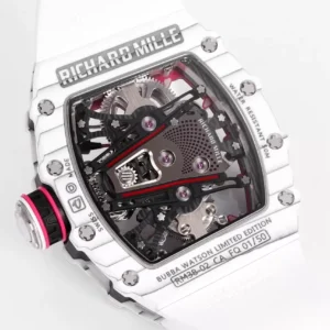 RICHARD MILLE RM38-02 BEST COPIES WATCHES CUSTOM WHITE CARBON CASE RUBBER STRAP RM FACTORY 41X50MM 7 ĐỒNG HỒ CHẾ TÁC RICHARD MILLE RM38-02 NAM VỎ CARBON MÀU TRẮNG RM FACTORY 41X50MM