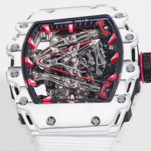 RICHARD MILLE RM 38-02 TOUBILLON REPLICA WATCH WHITE CARBON CASE FABRIC STRAP RM FACTORY 41X50MM 2 ĐỒNG HỒ RICHARD MILLE CHẾ TÁC RM 38-02 TOUBILLON NAM DÂY VẢI MÀU TRẮNG RM FACTORY 41X50MM