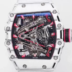 RICHARD MILLE RM 38-02 TOUBILLON REPLICA WATCH WHITE CARBON CASE FABRIC STRAP RM FACTORY 41X50MM 1 ĐỒNG HỒ RICHARD MILLE CHẾ TÁC RM 38-02 TOUBILLON NAM DÂY VẢI MÀU TRẮNG RM FACTORY 41X50MM