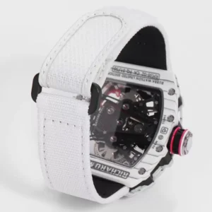RICHARD MILLE RM 38-02 TOUBILLON REPLICA WATCH WHITE CARBON CASE FABRIC STRAP RM FACTORY 41X50MM 8 ĐỒNG HỒ RICHARD MILLE CHẾ TÁC RM 38-02 TOUBILLON NAM DÂY VẢI MÀU TRẮNG RM FACTORY 41X50MM