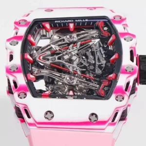 RICHARD MILLE RM38-02 TOURBILLON CRAFTED CARBON WATCH RM FACTORY 41X50MM 4 ĐỒNG HỒ RICHARD MILLE NAM RM38-02 TOURBILLON CHẾ TÁC VỎ CARBON DÂY CAO SU MÀU HỒNG RM FACTORY 41X50MM