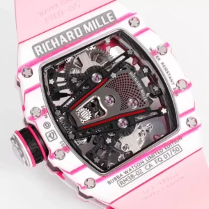 RICHARD MILLE RM38-02 TOURBILLON CRAFTED CARBON WATCH RM FACTORY 41X50MM 7 ĐỒNG HỒ RICHARD MILLE NAM RM38-02 TOURBILLON CHẾ TÁC VỎ CARBON DÂY CAO SU MÀU HỒNG RM FACTORY 41X50MM