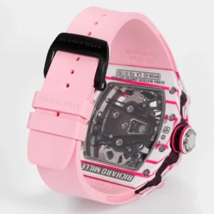 RICHARD MILLE RM38-02 TOURBILLON CRAFTED CARBON WATCH RM FACTORY 41X50MM 8 ĐỒNG HỒ RICHARD MILLE NAM RM38-02 TOURBILLON CHẾ TÁC VỎ CARBON DÂY CAO SU MÀU HỒNG RM FACTORY 41X50MM