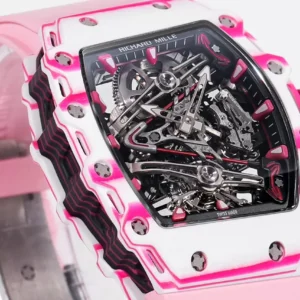 RICHARD MILLE RM38-02 TOURBILLON CRAFTED CARBON WATCH RM FACTORY 41X50MM 2 ĐỒNG HỒ RICHARD MILLE NAM RM38-02 TOURBILLON CHẾ TÁC VỎ CARBON DÂY CAO SU MÀU HỒNG RM FACTORY 41X50MM