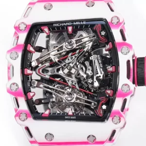 RICHARD MILLE RM38-02 TOURBILLON CRAFTED CARBON WATCH RM FACTORY 41X50MM 1 ĐỒNG HỒ RICHARD MILLE RM38-02 TOURBILLON CHẾ TÁC VỎ CARBON MÀU HỒNG NAM RM FACTORY 41X50MM