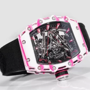RICHARD MILLE RM38-02 TOURBILLON CRAFTED CARBON WATCH RM FACTORY 41X50MM 5 ĐỒNG HỒ RICHARD MILLE RM38-02 TOURBILLON CHẾ TÁC VỎ CARBON MÀU HỒNG NAM RM FACTORY 41X50MM