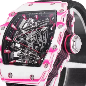 RICHARD MILLE RM38-02 TOURBILLON CRAFTED CARBON WATCH RM FACTORY 41X50MM 3 ĐỒNG HỒ RICHARD MILLE RM38-02 TOURBILLON CHẾ TÁC VỎ CARBON MÀU HỒNG NAM RM FACTORY 41X50MM