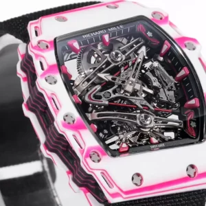 RICHARD MILLE RM38-02 TOURBILLON CRAFTED CARBON WATCH RM FACTORY 41X50MM 4 ĐỒNG HỒ RICHARD MILLE RM38-02 TOURBILLON CHẾ TÁC VỎ CARBON MÀU HỒNG NAM RM FACTORY 41X50MM