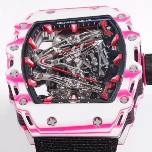 RICHARD MILLE RM38-02 TOURBILLON CRAFTED CARBON WATCH RM FACTORY 41X50MM 2 ĐỒNG HỒ RICHARD MILLE RM38-02 TOURBILLON CHẾ TÁC VỎ CARBON MÀU HỒNG NAM RM FACTORY 41X50MM