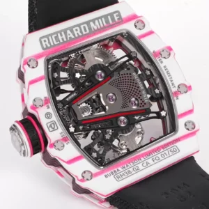 RICHARD MILLE RM38-02 TOURBILLON CRAFTED CARBON WATCH RM FACTORY 41X50MM 7 ĐỒNG HỒ RICHARD MILLE RM38-02 TOURBILLON CHẾ TÁC VỎ CARBON MÀU HỒNG NAM RM FACTORY 41X50MM