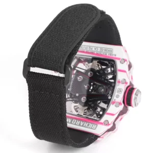 RICHARD MILLE RM38-02 TOURBILLON CRAFTED CARBON WATCH RM FACTORY 41X50MM 8 ĐỒNG HỒ RICHARD MILLE RM38-02 TOURBILLON CHẾ TÁC VỎ CARBON MÀU HỒNG NAM RM FACTORY 41X50MM